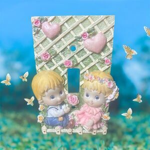 Single Toggle Decorative Light Switch Cover Plate Boy & Girl Lattice Rose Hearts